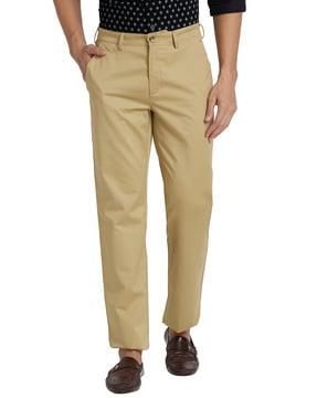 men relaxed fit flat-front chinos