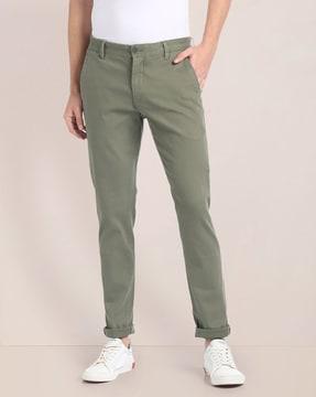 men relaxed fit flat-front chinos