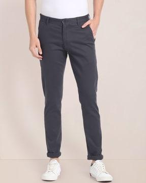 men relaxed fit flat-front chinos