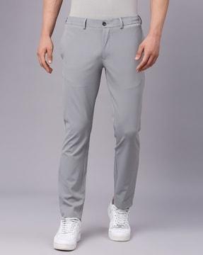 men relaxed fit flat-front chinos