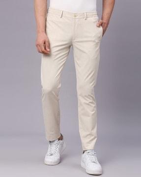 men relaxed fit flat-front chinos