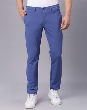 men relaxed fit flat-front chinos