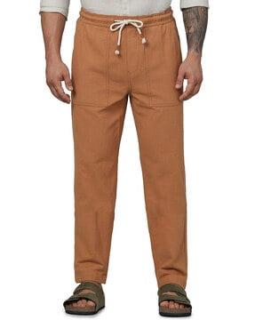 men relaxed fit flat-front jogger pants