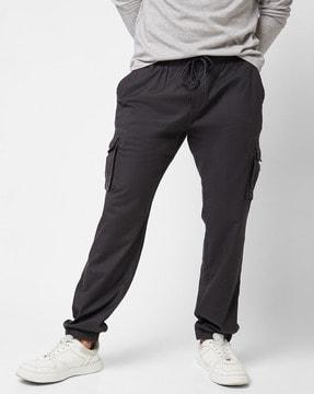 men relaxed fit flat-front joggers