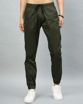 men relaxed fit flat-front joggers