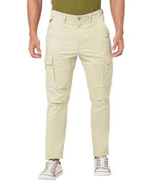 men relaxed fit flat front pants with insert pockets