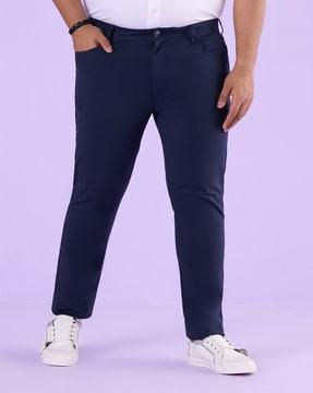 men relaxed fit flat front pants with insert pockets