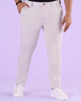 men relaxed fit flat front pants with insert pockets