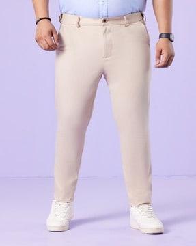 men relaxed fit flat front pants with insert pockets