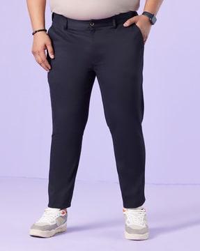 men relaxed fit flat front pants with insert pockets