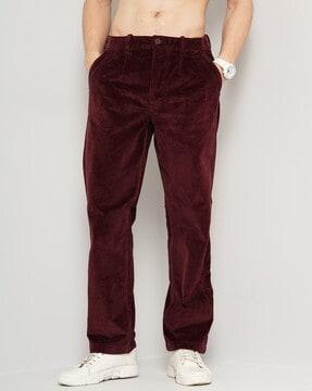 men relaxed fit flat-front pants