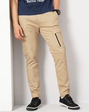 men relaxed fit flat-front pants