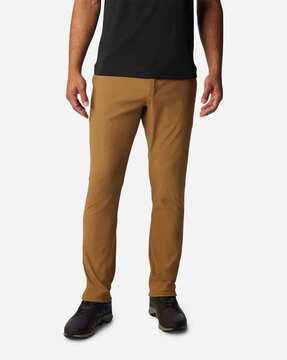 men relaxed fit flat-front pants