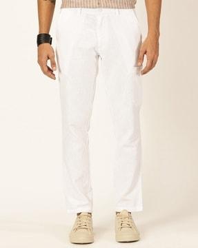 men relaxed fit flat-front pants