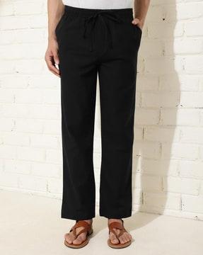 men relaxed fit flat-front pants