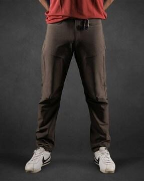 men relaxed fit flat-front pants