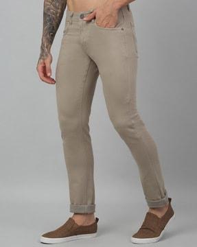 men relaxed fit flat-front trousers with insert pockets