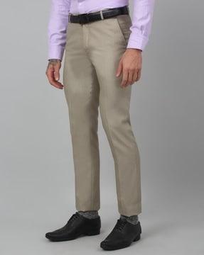 men relaxed fit flat-front trousers with insert pockets