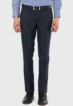 men relaxed fit flat-front trousers with insert pockets