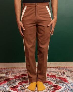 men relaxed fit flat-front trousers