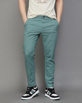 men relaxed fit flat-front trousers