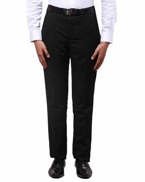 men relaxed fit flat-front trousers