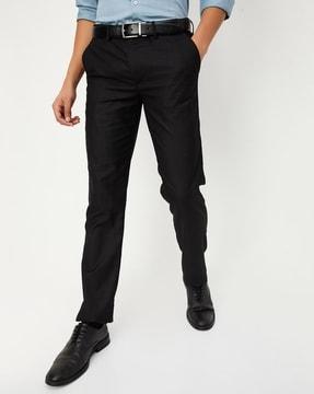 men relaxed fit flat-front trousers