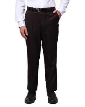 men relaxed fit flat-front trousers