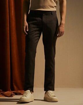 men relaxed fit flat-front trousers