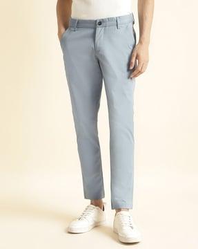 men relaxed fit flat-front trousers