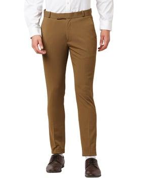 men relaxed fit flat-front trousers