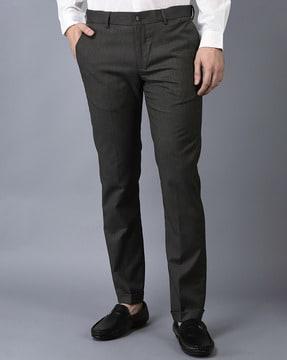 men relaxed fit flat-front trousers