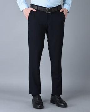 men relaxed fit flat-front trousers