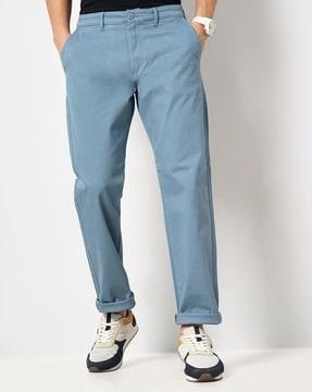 men relaxed fit flat-front trousers