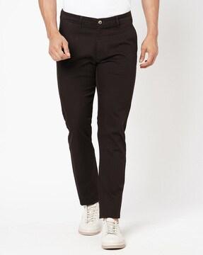 men relaxed fit flat-front trousers