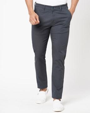 men relaxed fit flat-front trousers