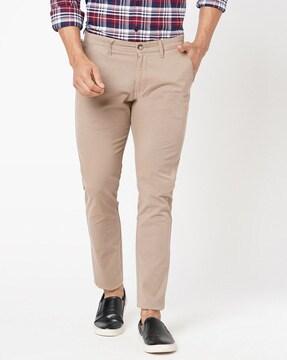 men relaxed fit flat-front trousers