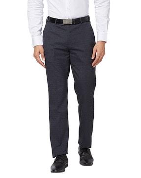 men relaxed fit flat-front trousers