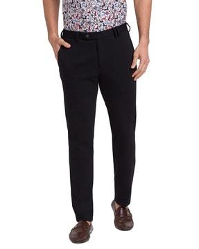 men relaxed fit flat-front trousers