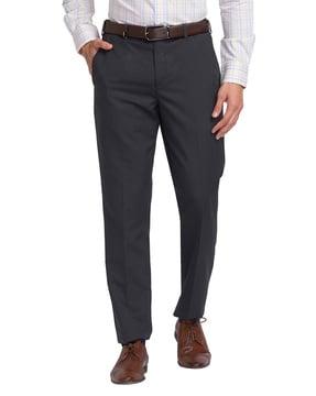 men relaxed fit flat-front trousers