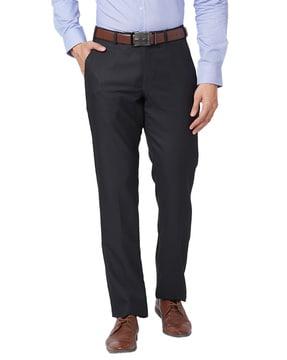 men relaxed fit flat-front trousers