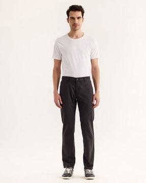 men relaxed fit flat-front trousers