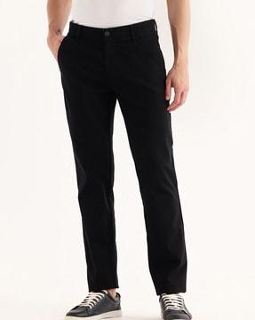 men relaxed fit flat-front trousers