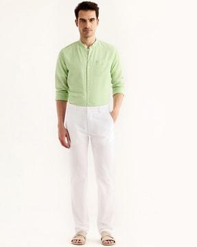 men relaxed fit flat-front trousers