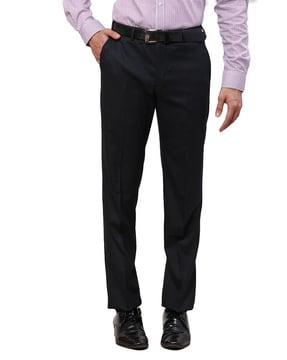 men relaxed fit flat-front trousers