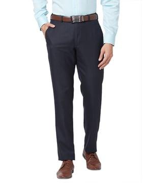 men relaxed fit flat-front trousers