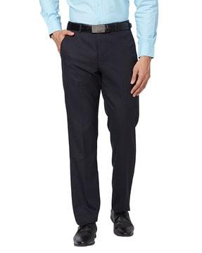 men relaxed fit flat-front trousers