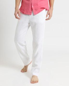 men relaxed fit flat-front trousers