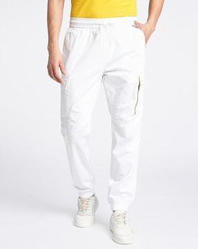 men relaxed fit flat-front trousers