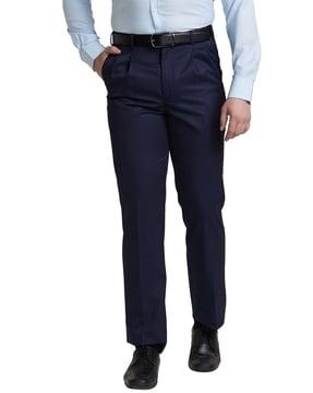 men relaxed fit flat-front trousers